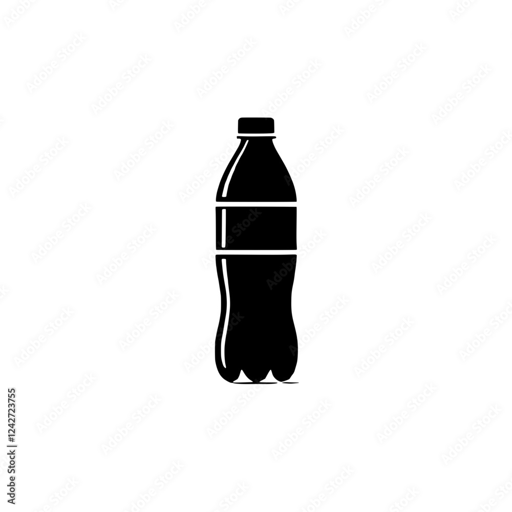 Plastic Bottle Icon: A simple, yet versatile vector illustration of a plastic bottle, perfect for various design projects. The minimalist black silhouette is clean and easily adaptable. Plastic Bottle Icon: A simple, yet versatile vector illustration of a plastic bottle, perfect for various design projects. The minimalist black silhouette is clean and easily adaptable.