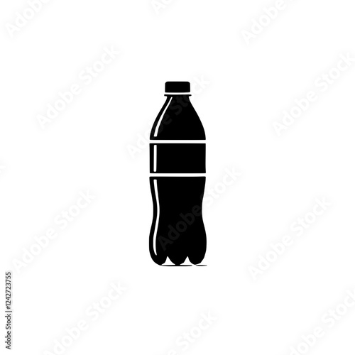 Plastic Bottle Icon: A simple, yet versatile vector illustration of a plastic bottle, perfect for various design projects. The minimalist black silhouette is clean and easily adaptable.