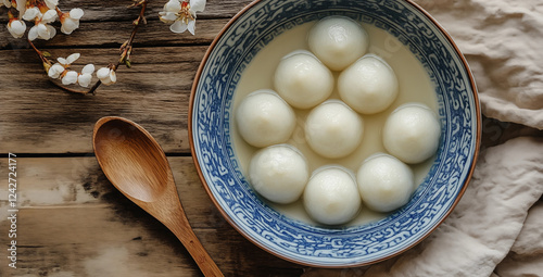 A bowl of delicious Yuanxiao on the warm table
