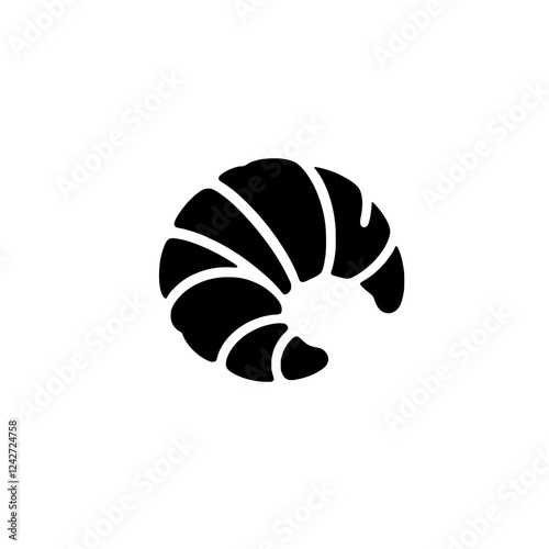 Croissant Icon:  A simple yet striking black and white icon of a croissant, perfect for menus, branding, and bakery-related designs. The silhouette is elegant and instantly recognizable.