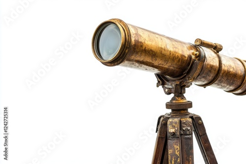 Antique Brass Telescope on Tripod - Vintage Optical Instrument