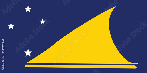Tokelau flag official colors and proportion digital vector illustration. Pleated flag.