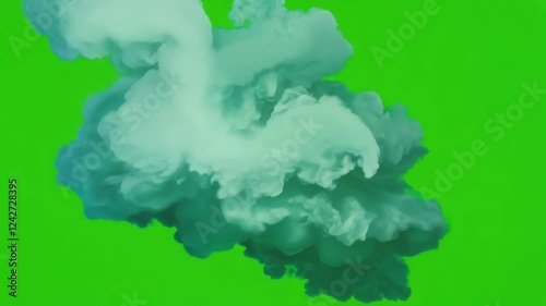 The overall shape of the gas cloud is amorphous suggesting an organic everchanging form in space. Green screen chromakey