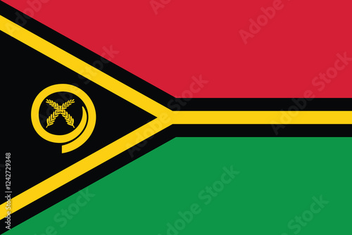 Vanuatu flag. Flag of Vanuatu. Vanuatu national flag. Standard color. Standard size. Rectangular flag. Computer illustration. Digital illustration. Vector illustration.