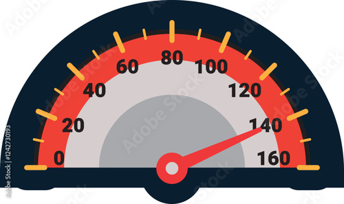 Illustration Of Gauge Indicator, Speedomeer, Odometer