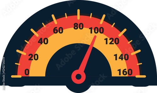 Illustration Of Gauge Indicator, Speedomeer, Odometer