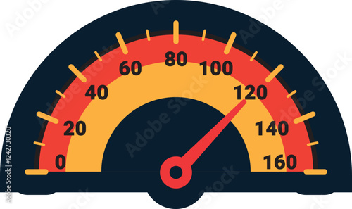Illustration Of Gauge Indicator, Speedomeer, Odometer