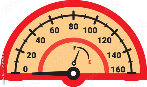 Illustration Of Gauge Indicator, Speedomeer, Odometer