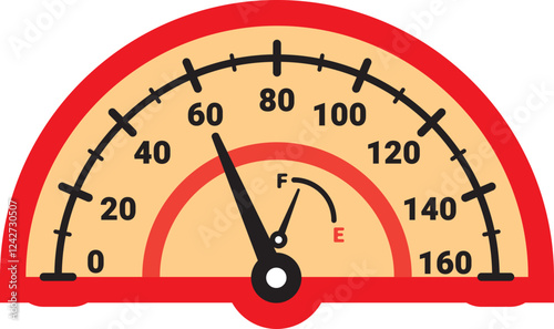 Illustration Of Gauge Indicator, Speedomeer, Odometer