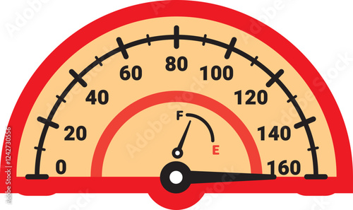 Illustration Of Gauge Indicator, Speedomeer, Odometer