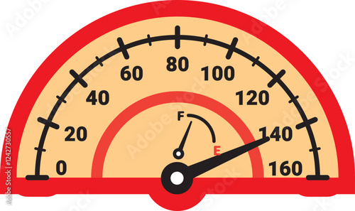 Illustration Of Gauge Indicator, Speedomeer, Odometer