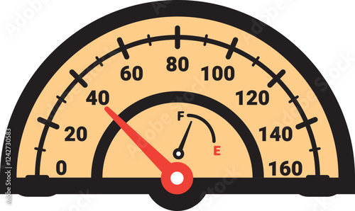 Illustration Of Gauge Indicator, Speedomeer, Odometer