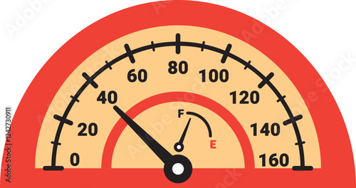 Illustration Of Gauge Indicator, Speedomeer, Odometer