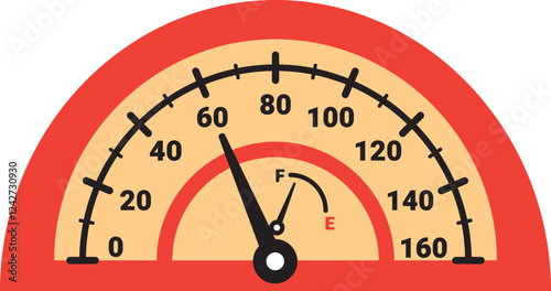Illustration Of Gauge Indicator, Speedomeer, Odometer
