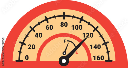 Illustration Of Gauge Indicator, Speedomeer, Odometer