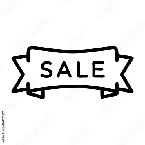 Simple ribbon icon labeled "Sale," suitable for retail promotions, advertising, and Black Friday marketing.