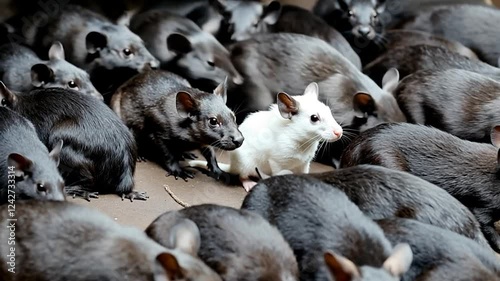 One White Mouse Among Many Black Mice