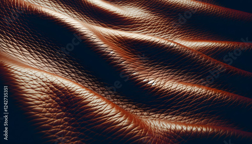 Wallpaper Mural Close-up of Wrinkled Brown Leather Texture with Dramatic Lighting Torontodigital.ca