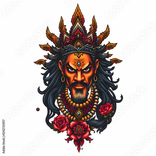 Ravana face tattoo