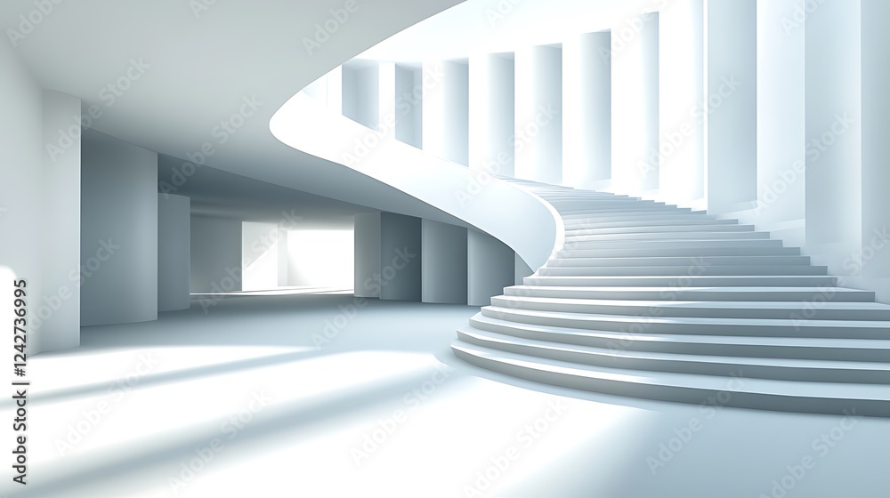 Fototapeta premium Spiral staircase, modern building, sunlight