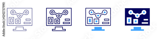 Trend analysis icon in 4 different styles. Thin Line, Line, Bold, and Bold Line. Duotone style. Editable stroke