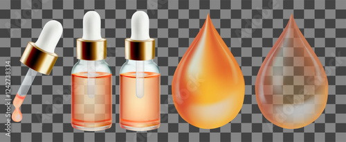 orange facial serum skincare and makeup cosmetic product sample.skin.Pink water drop gel stroke swatch,Citrus products