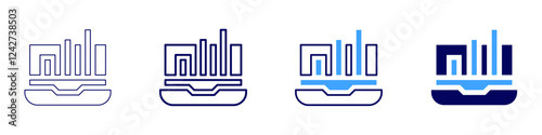 Workflow efficiency icon in 4 different styles. Thin Line, Line, Bold, and Bold Line. Duotone style. Editable stroke