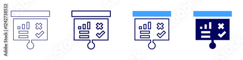 Workflow trend icon in 4 different styles. Thin Line, Line, Bold, and Bold Line. Duotone style. Editable stroke