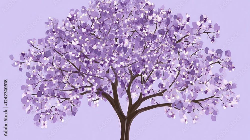 Obraz premium Serene Lavender Blossom Tree: A Delicate Floral Artwork for Your Home Decor