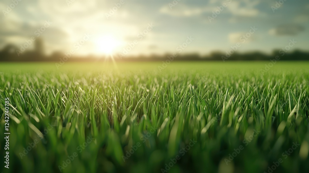 Bright green field under sunny weather with digitalisation trends influencing agriculture and outdoor activities in the afternoon light Bright green field under sunny weather with digitalisation trends influencing agriculture and outdoor activities in the afternoon light