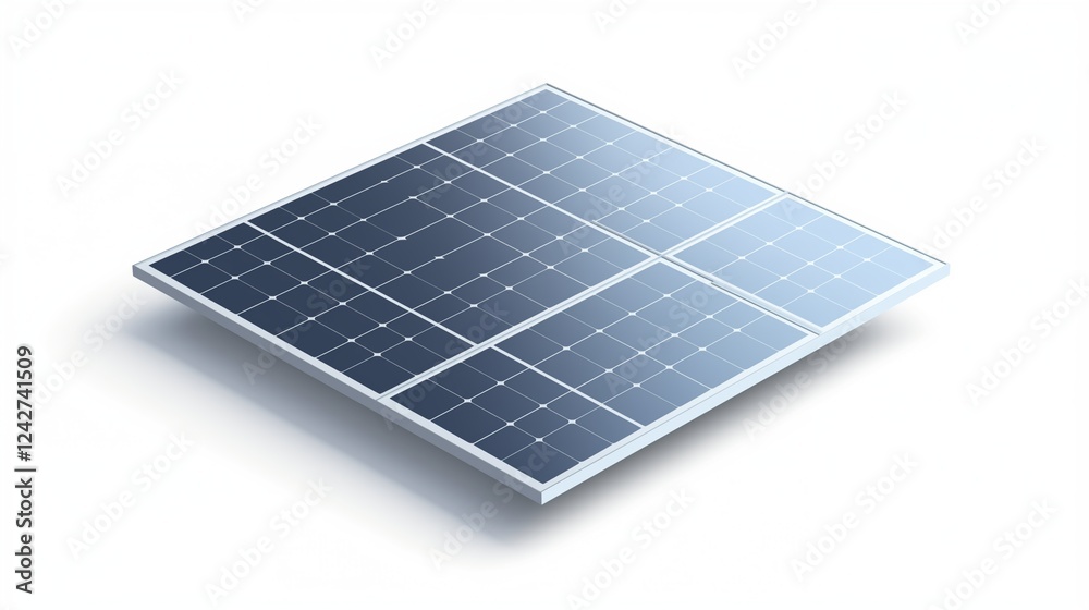 3D isometric solar panel isolated on transparent or white background, high-efficiency design with precise detailing and soft shadows 3D isometric solar panel isolated on transparent or white background, high-efficiency design with precise detailing and soft shadows