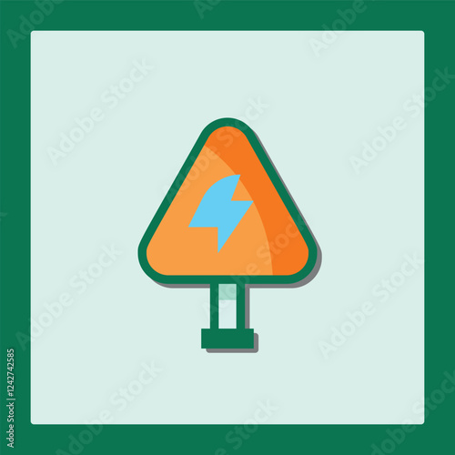 High Voltage Warning Sign Icon:  Triangular Alert Symbol