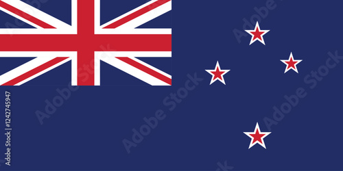 New Zealand flag official colors and proportion digital vector illustration. Pleated flag.
