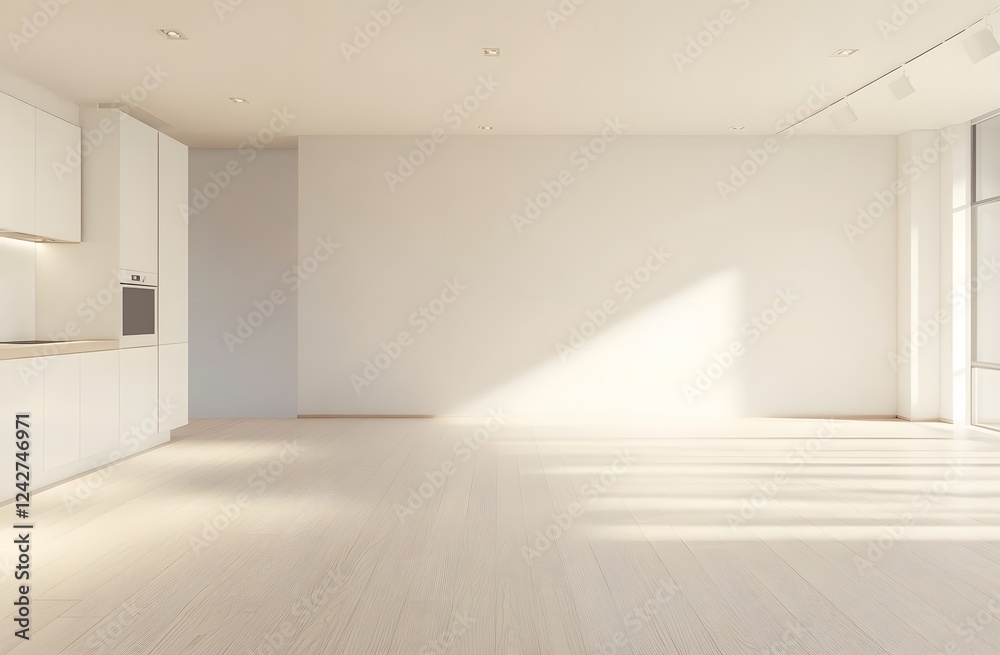 Fototapeta premium Minimalist Modern Kitchen Apartment Interior Design