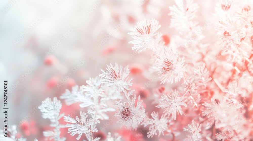 Naklejka premium Stunning Ice Crystals on Plants: A Winter's Embrace