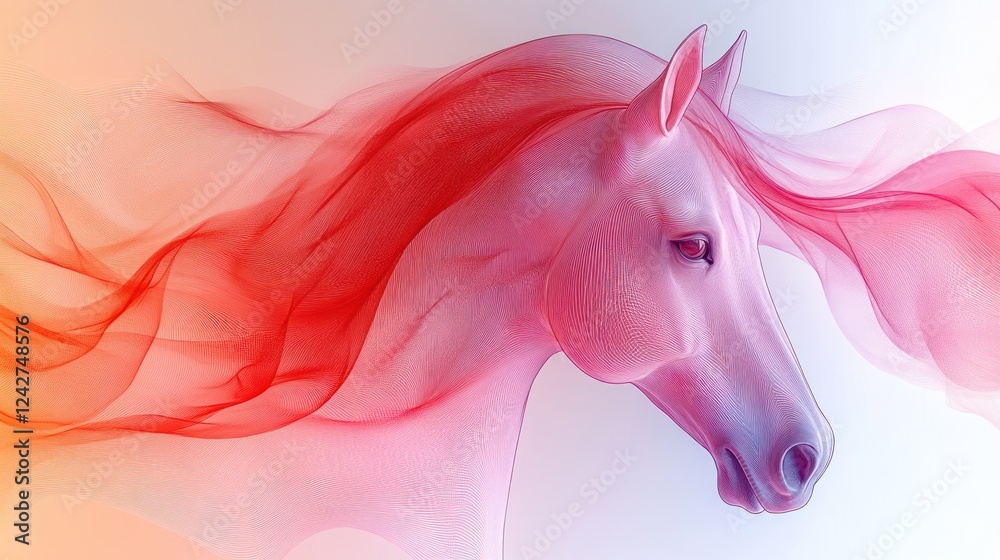 Naklejka premium Pastel horse, flowing mane, vibrant background, fantasy art, website header
