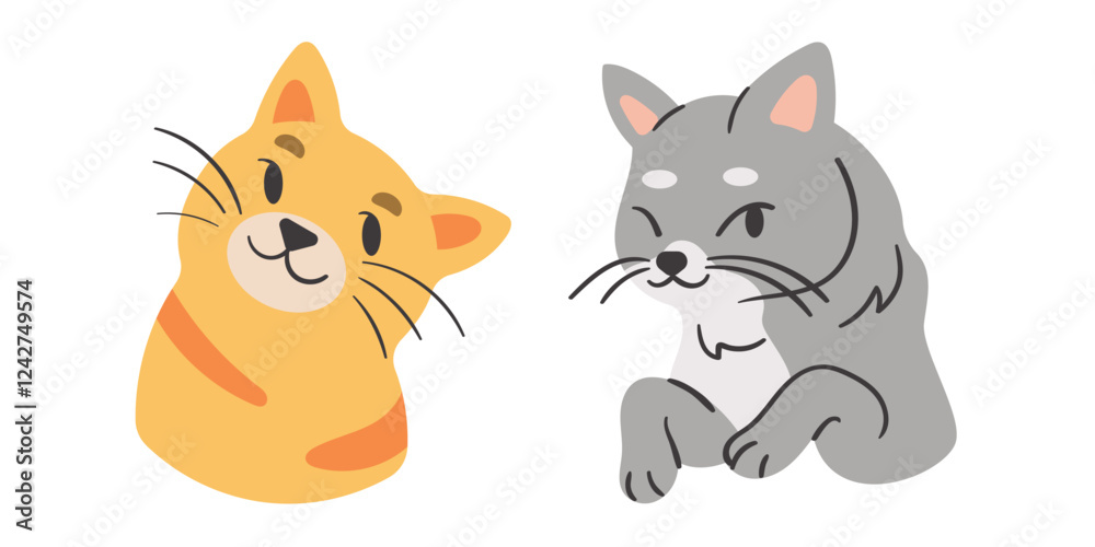 Flat Clean Fill Shape Cat Pet Half Body Flat Clean Fill Shape Cat Pet Half Body