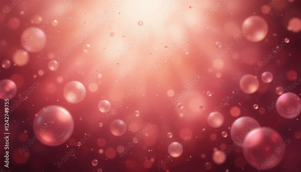 Elegant background in a warm palette with soft red gradients, interspersed with delicate glowing bubbles evoking serene love Elegant background in a warm palette with soft red gradients, interspersed with delicate glowing bubbles evoking serene love