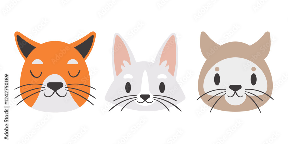 Flat Clean Fill Shape Cat Pet Head
