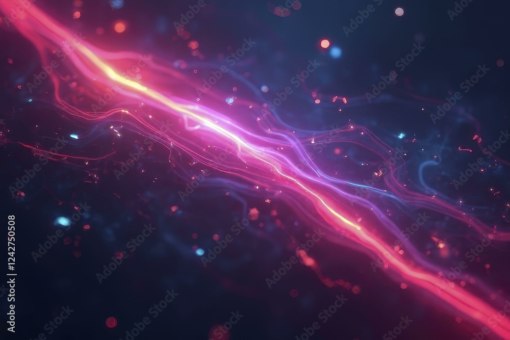 Fototapeta premium Glowing Neon Streaks Cutting Through Matte Dark Background