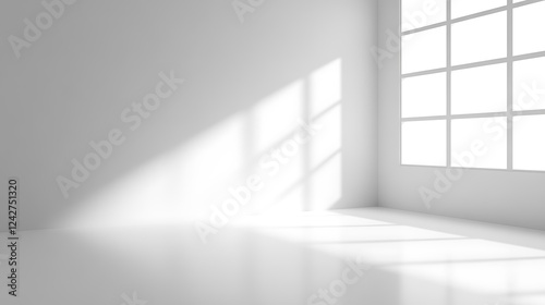 Sunlight in white room, empty space
