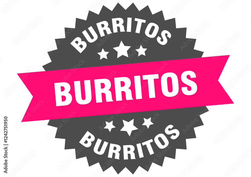 burritos. burritos round pink label isolated on transparent background burritos. burritos round pink label isolated on transparent background