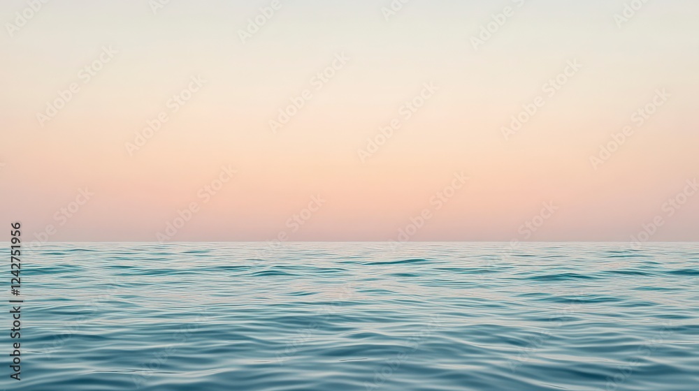 Obraz premium Serene Pastel Sunset Over the Ocean: A Captivating Coastal Landscape Painting