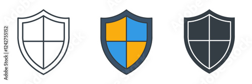 Shield icon symbol vector illustration isolated on white background Free Download Shield icon symbol vector illustration isolated on white background - GFXLoad