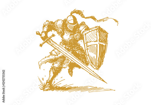 Medieval Knight hand drawn sketch vector
