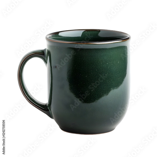 Dark Green Ceramic Mug, Isolated on Black Background
