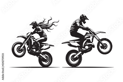 PrintExtreme Motocross Stunt Silhouettes