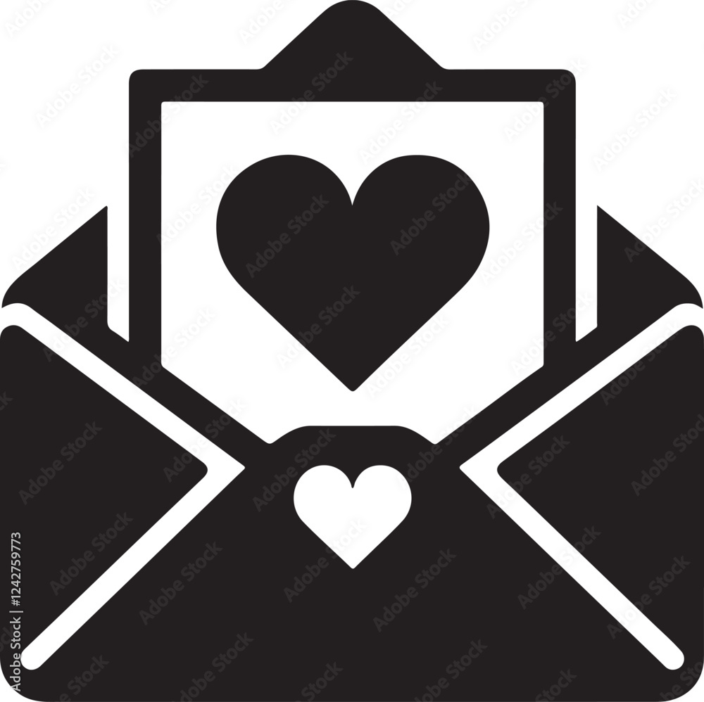 Romantic Love Letter Envelope Vector for Valentines Day
