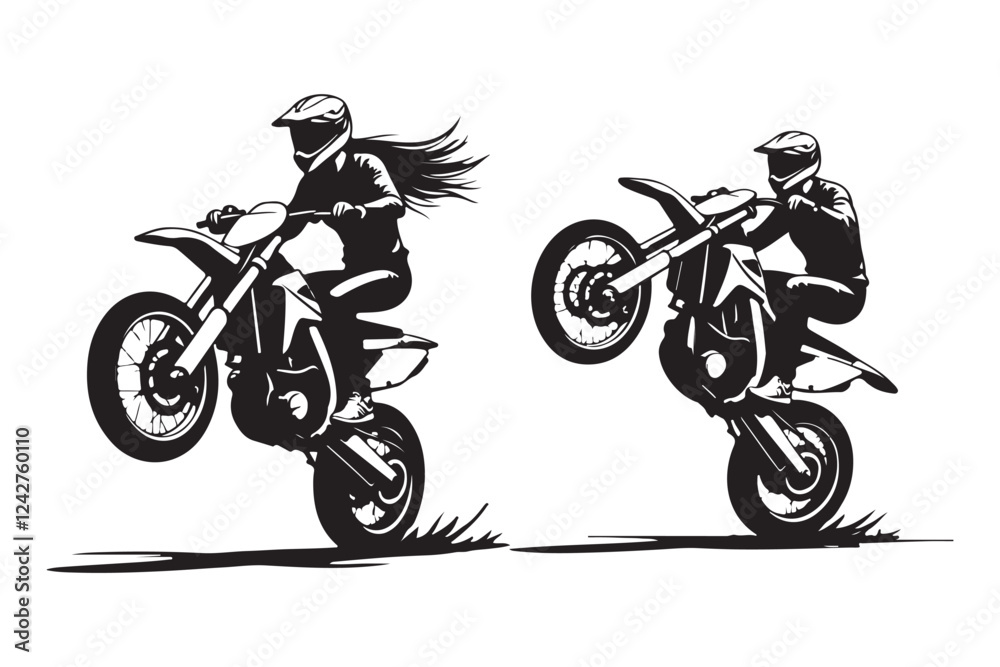 PrintExtreme Motocross Stunt Silhouettes PrintExtreme Motocross Stunt Silhouettes