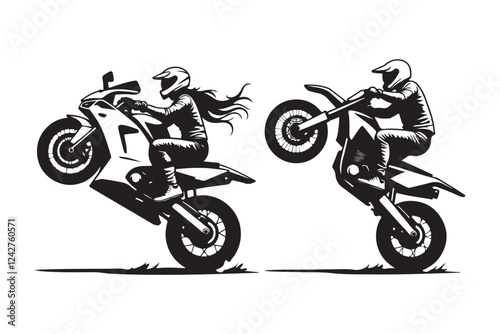 PrintExtreme Motocross Stunt Silhouettes